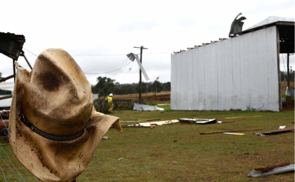 Pratten in Queensland was reeling after a devastating storm decimated much of the small town. Pratten in Queensland was reeling after a devastating storm decimated much of the small town.